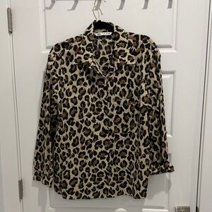 Zara Leopard Print Button Down Shirt
